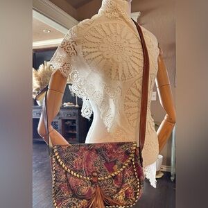 Patricia Nash Beaumont Flap Crossbody in Metallic Paisley